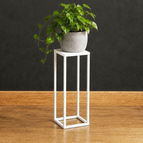 DanDiBo Tabouret pour fleurs Métal Blanc Angulaire 50 cm Support pour fleurs Table d'appoint 96482 S Colonne pour fleurs Moderne Support pour plantes Tabouret pour plantes