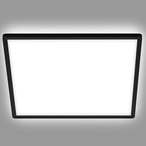 BRILONER SLIM Plafonnier LED ultraplat 42x42cm carré 22W 3000lm 4000K lumière blanc neutre rétroéclairage Noir lampe plafond salon bureau cuisine couloir