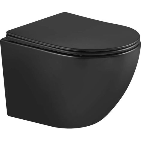 kielle Oudee - WC suspendu avec abattant SoftClose, Vortex Rimless+, noir mat 30102014-SET1