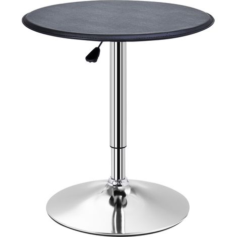 Runder höhenverstellbarer Stehtisch 63 cm, schwarz mit Kunstleder und Chromfuß (1/5)