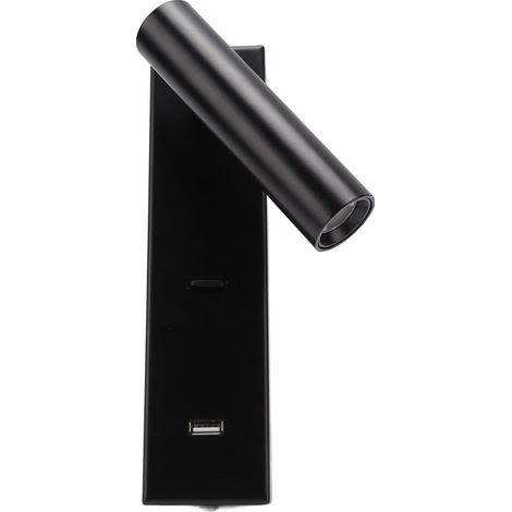 Applique murale LED simple et élégante avec interrupteur et port USB pour chambre à coucher (100-240 V).