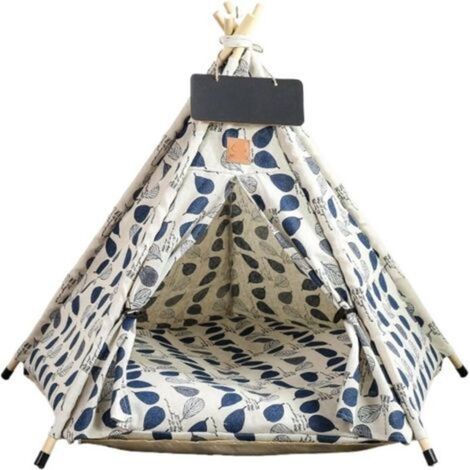 Niche pour animaux de compagnie, portable, amovible et lavable, tipi pour chien, avec coussin et tableau noir, lit pour chat lavable pour petits animaux (1/3)