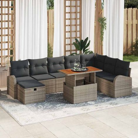 Set Divano da Giardino 9 pz Grigio polyrattan vidaXL (1/5)