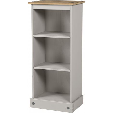 Corona Grey Wax Low Narrow Bookcase (1/4)