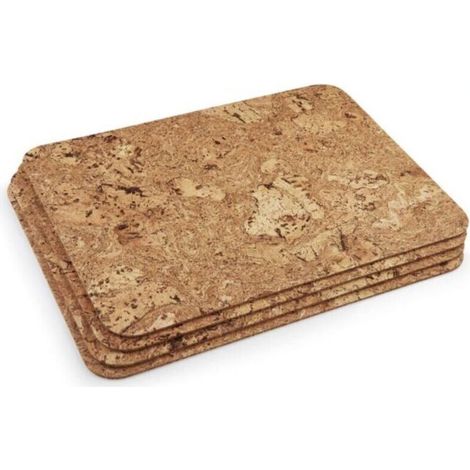 Tapis de table 100% liège naturel 40x30x0.3cm, lot de 4. Mince, flexible, résistant à la chaleur et protecteur de surface. Parfait pour la cuisine ou la table à manger (1/4)