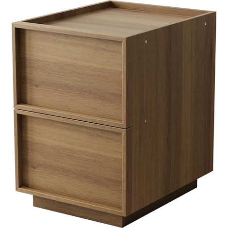 CAIziTable de chevet moderne du milieu du siècle en chêne, 38 x 48 x 50 cm, table de chevet pour chambre, design de tiroir sans poignée, 1 pièce (1/5)