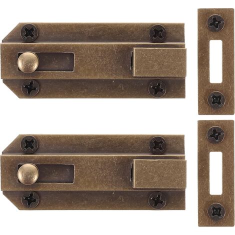 Lot de 2 Verrous Encastrés en Laiton Ancien 6 Cm (1/5)
