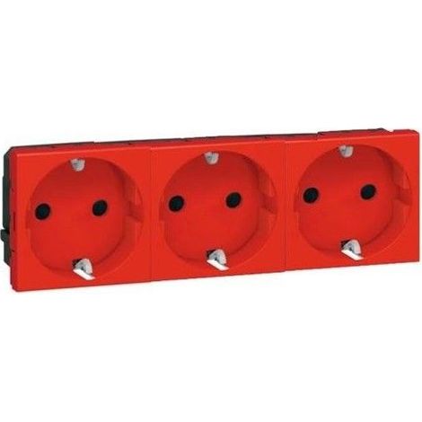 Base de enchufe 2P+TT triple rojo Legrand Mosaic 77273