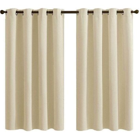 Ensemble de 2 Panneaux de Rideaux Courts à Oeillets - Occultant Isolant Thermique Couleur Taupe - pour Chambre ou Salle de Bain 28x36 Pouces (K30) (1/5)