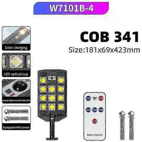 30000 lumens et 30000 W super lumineux extérieur réverbère solaire avec 598 LED capteur de mouvement pour jardin de garage de Cour w7101b - 4 (1/4)