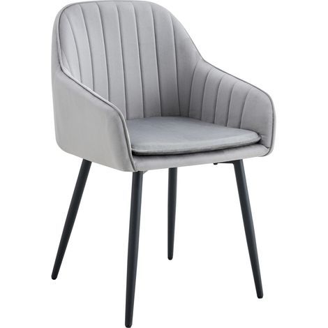 Lot 2 Chaises Salle à Manger Velours Gris Pieds Noir 45x46x82cm – PAMS (1/5)