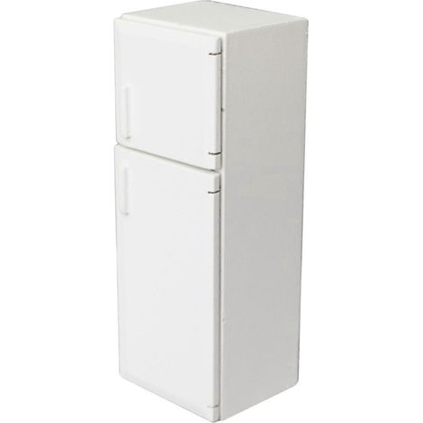 112 Mini réfrigérateur à double porte en bois, modèle réduit compatible avec la décoration de maison de poupée, blanc (1/5)
