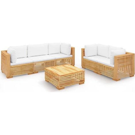 Maison Exclusive - Set Divani da Giardino 6 pz con Cuscini Legno Massello di Teak (1/5)