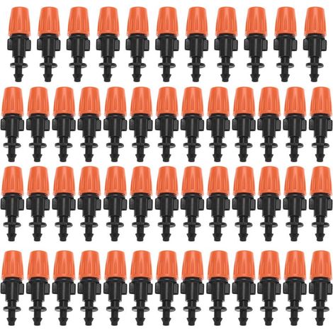 50 pièces/ensemble buses de brumisation d'irrigation goutte à goutte de jardin réglables atomiseur de tête d'arrosage à débit Micro (1/4)