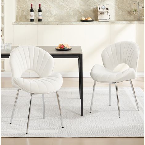 Set di 2 sedie da pranzo moderne in tessuto avorio 53x62,5x83 cm FloraGrace (1/5)