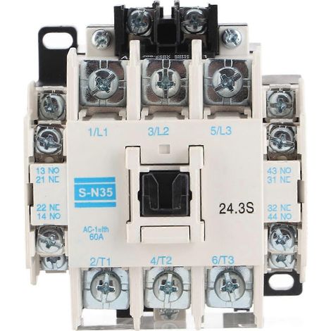 Contacteur CA, boîtier en PC, contacts cuivre-argent, 4 contacts normalement ouverts, 4 contacts normalement fermés, tripolaire, contacteur électromagnétique, 50–60 Hz, 60 A, 220 V (1/4)