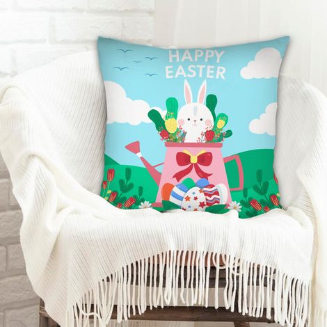 Housse de coussin 45x45 cm en polyester résistant aux tachespour mariage, anniversaire, naissance de bébé (1/5)