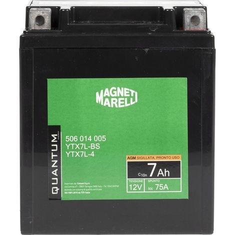 Magneti Marelli batteria moto scooter 7AH 12V 75A AGM sigillata polo positivo DX