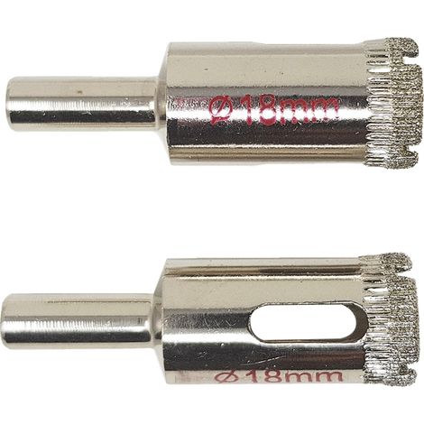 Fresa Punta Trapano Diamantata 2pz 18mm Foro Vetro Marmo Ceramica 00140 (1/5)