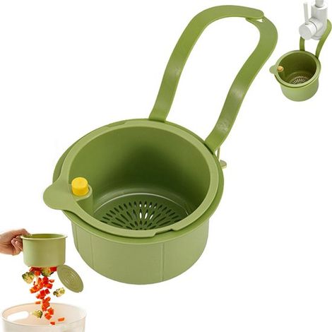 Égouttoir suspendu vert pour robinet - égouttoir à vaisselle - collecteur de déchets alimentaires - égouttoir suspendu multifonctionnel - égouttoir autonettoyant universel - panier de cuisine à séchag (1/5)