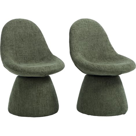 Wahson Dining Chairs Chenille 2Pcs, Swivel Kitchen Chairs Armless for Dining Room Kitchen Lounge Living Room, Green
