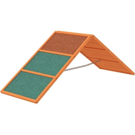 Rampa per agility dog, pieghevole, altezza regolabile, antiscivolo, in legno di abete, portata massima 40 kg, dimensioni 173 x 59 x 66 cm, colore arancione/verde, ritiro in loco. (1/5)