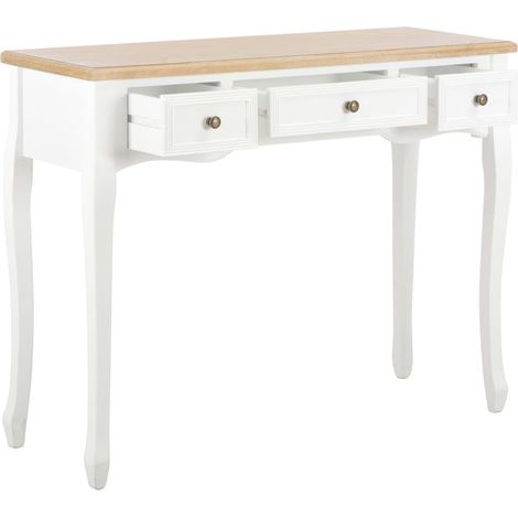 Table de console et coiffeuse Table d'appoint - Meuble d'entrée avec 3 tiroirs Blanc BV883635 - BonneVie (1/5)