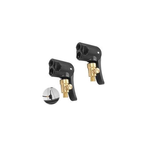 2 Pièces Tête de Pompe à Double Valve, Embout de Gonflage Laiton, 2 en 1 pour Presta et Schrader, Air Chuck, Adaptateur Compresseur, Vélo Voiture Moto (2)