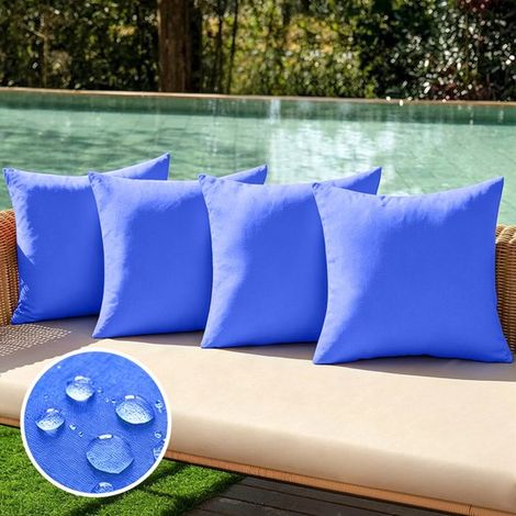 Set di 4 fodere impermeabili per cuscini da esterno，realizzate in finta poliestere e lino，federe decorative per giardino，blu royal，3050 cm (1/5)