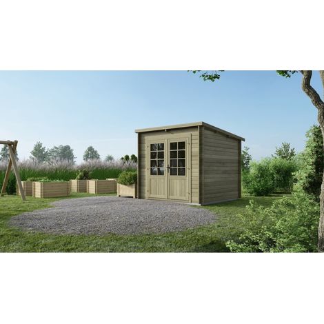 Altanka – Abri de jardin en bois 6,25m2 – Dimensions 2,5x2,5m – Épaisseur 28mm – Traité autoclave – Couleur vert