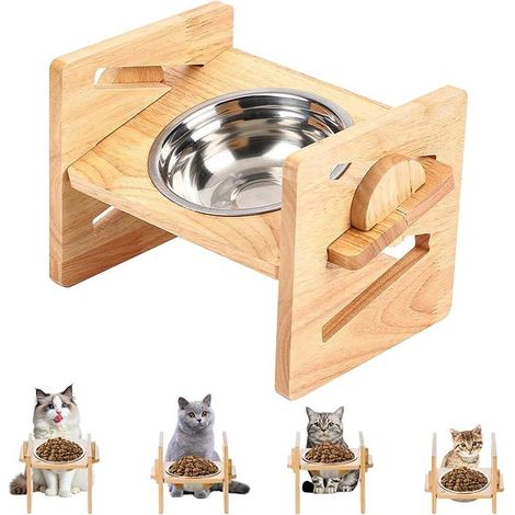 Raised Dog Bowl, Stainless Steel Bowls, 4 Adjustable Heights, Dogs And Cats (1/5)