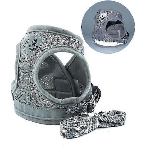 Harnais pour chat, Harnais anti-fugue pour chat (XL Gris)