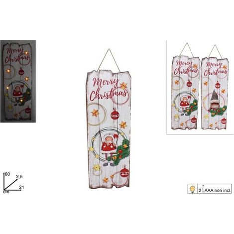 1 Pezzo Dietroporta in Legno Natalizia con Bambolina e Luci 60 cm 2 Decori