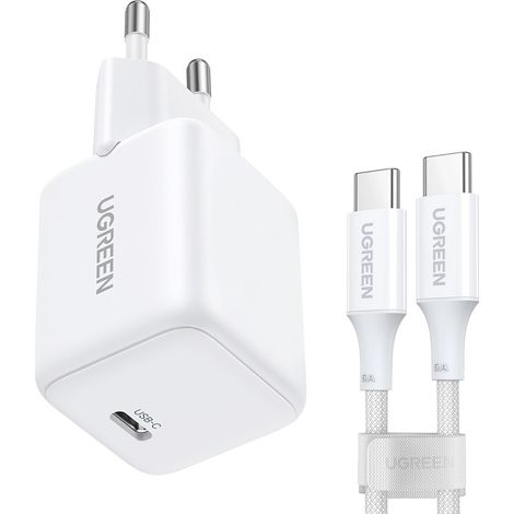 Ugreen X513 30W GaN-Wandladegerät, 1x USB-C + 1m USB-C-Kabel – Weiß (1/5)