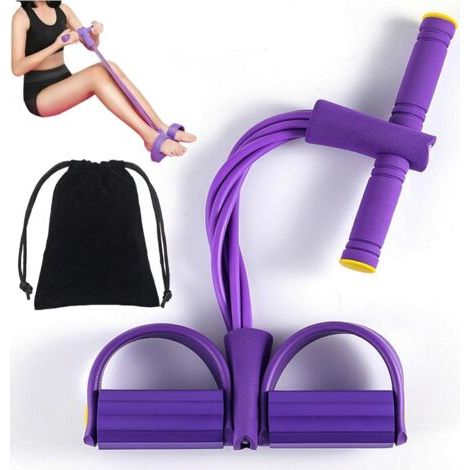 Corde De Tension Multifonction, Bande De Resistance Fitness, 4 Tubes Qualité Latex Elastique Musculation,Pédale Bande de Résistance Elastique, pour Abdominaux, Bras, Jambes, Minceur Yoga Sport Maison
