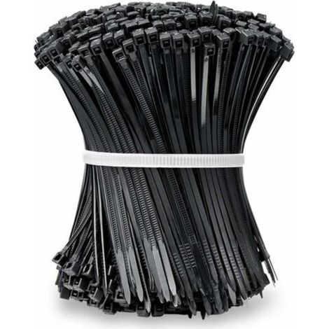 Attaches De Câble, Collier De Serrage 100 MM X 2,5 MM, Attache Câble, Serre Câbles Rilsan Nylon, Colliers Serre-Cable 100MM, Noir, Lot De 1000 Pièces (1/5)