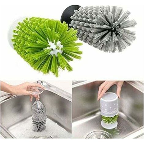 Spazzola per bottiglie di vetro, spazzola per la pulizia con ventosa, pulitore per bottiglie di vetro da bar, spazzola per la pulizia del lavello della cucina - Crezuo