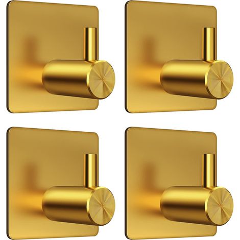 Gancho para albornoz, colgador de puerta pesado, toalla de acero inoxidable, albornoz, armario, esponja, baño, cocina, hotel, piscina, gancho de pared (juego de 4 piezas dorado) (1/5)