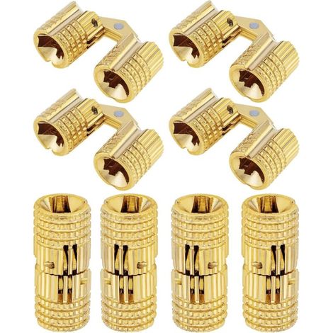 Set di 8 cerniere invisibili in ottone, 8 mm, cerniere a scomparsa con angolo di apertura di 180 gradi per portagioie, scatole regalo, piani di lavoro (8 mm) (1/4)