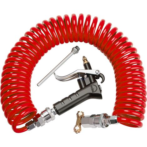 Robust cleaning gun for trucks with 9-meter long spool and 2 interchangeable nozzles, blower kit, red (1/4)