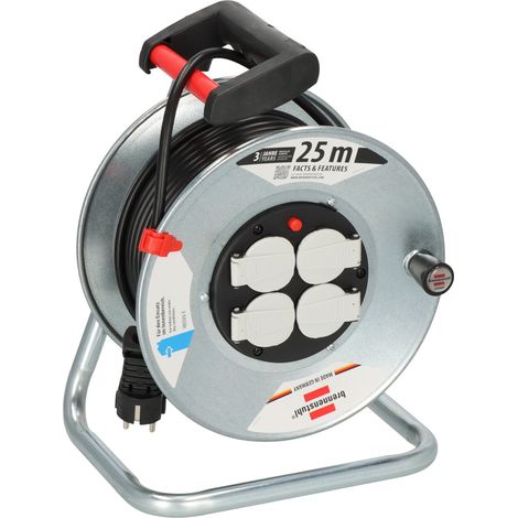 Brennenstuhl Garant S 4 Export Kabeltrommel 25m (aus Stahlblech, für denEinsatz im Innenbereich, Made in Germany) silber (1/5)