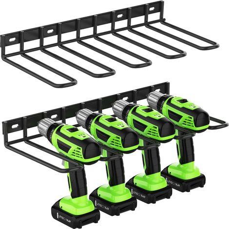 Lot de 2 organiseurs muraux pour outils électriques, support mural épais et robuste pour perceuse de garage, panneau perforé, 37,8 x 17,3 x 4,3 cm, cadeaux pour papa, mari (1/5)