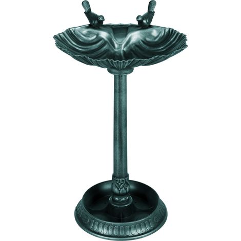 Bain d'oiseaux abreuvoir ancien bronze vert 81 cm avec base jardinière, mangeoire et bassin