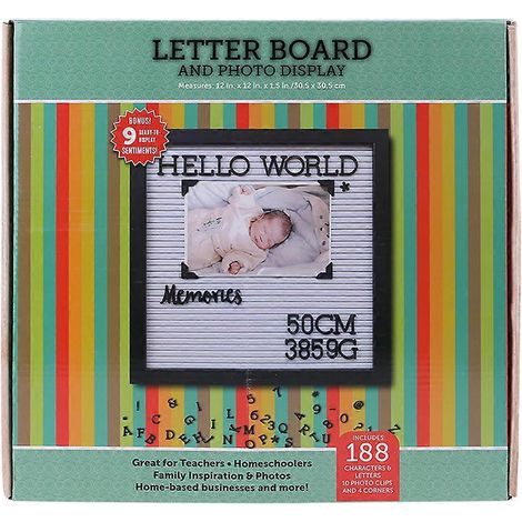 Cadre de lettres en feutre 12x12 pouces, tableau à lettres prédécoupées avec accroches murales, décoration murale pour photos et messages personnalisés. (1/4)