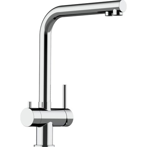 Rubinetto 3 vie miscelatore lavello cucina VIZIO in Acciaio INOX Lucido per utilizzo con sistemi filtro - ACCIAIO CHIRURGICO AISI 316