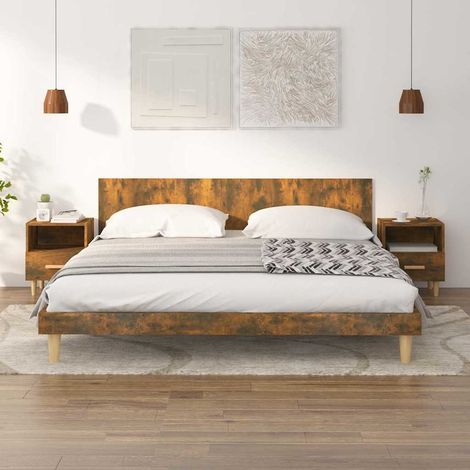 vidaXL Mesitas de noche 2 unidades color roble ahumado 40x35x47 cm (1/5)