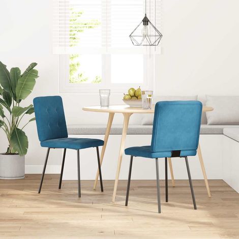 Lot de 2 Chaises à manger,Chaise de cuisine Bleu Velours CFW28101 (1/5)