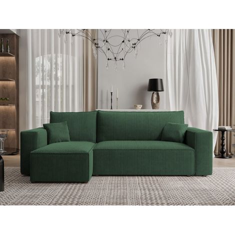 Ecksofa Schlafsofa Sofa ADARA in Stoff Poso Grün Ottomane Links (1/3)