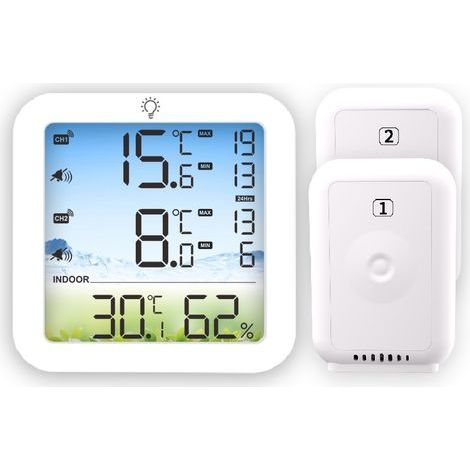 TS - 8082 thermomètre de réfrigérateur sans fil à deux canaux avec affichage de l'humidité et fonction d'alarme (1/5)