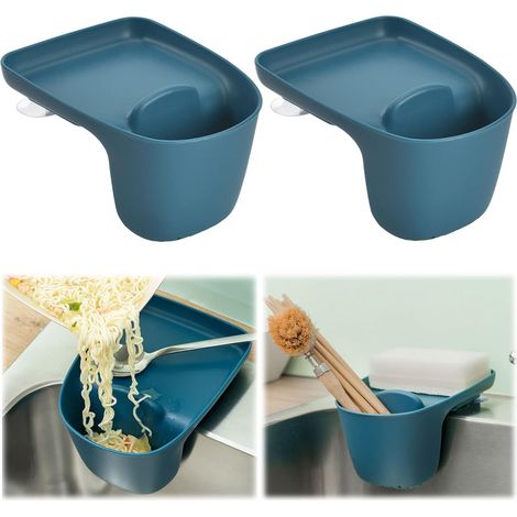 Lot de 2 porte-éponges auto-adhésifs pour évier, support de rangement pour éponges de cuisine, étagère pour évier, kitc (1/4)